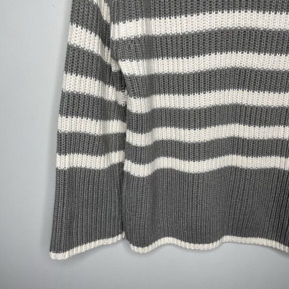 PETER SOM Collective Sweater Women XS Oversized Striped Pullover Turtleneck Gray - Picture 10 of 14